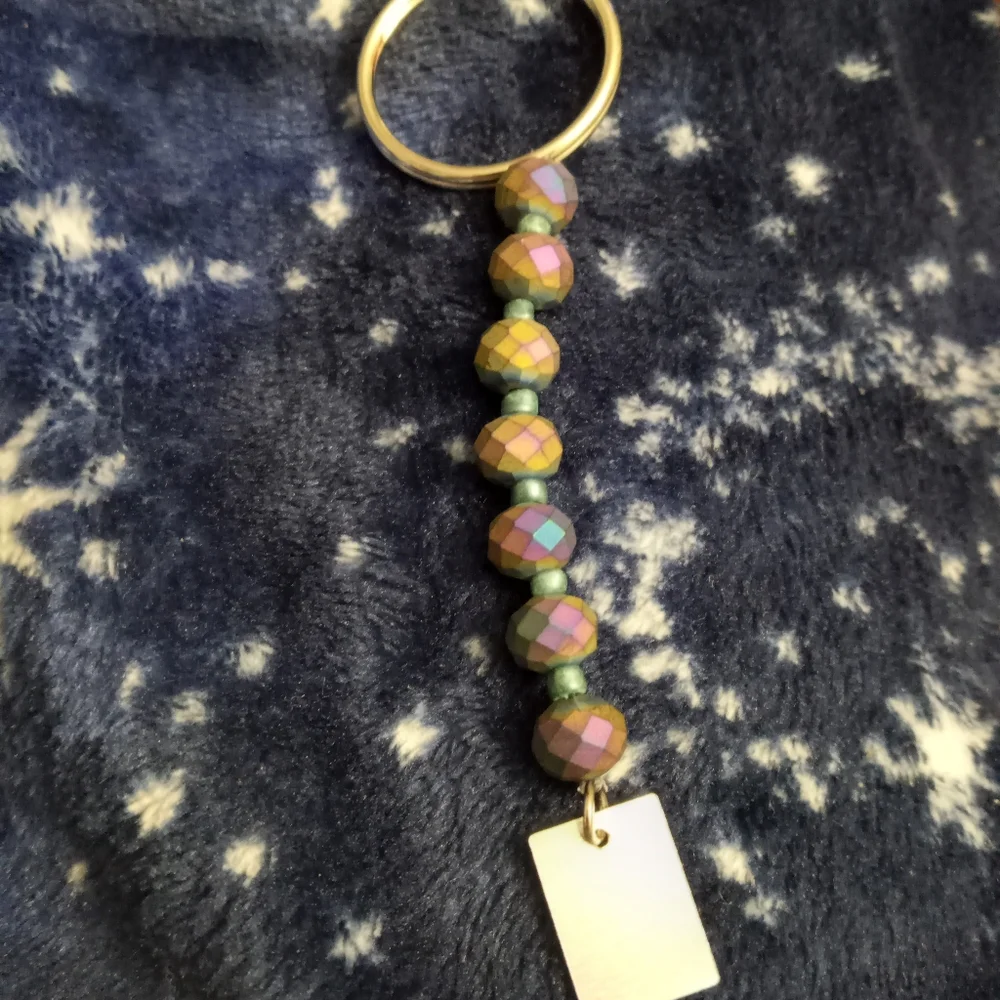 Hand crafted New silver plated and iridescent rainbow crystal Keychain key ring